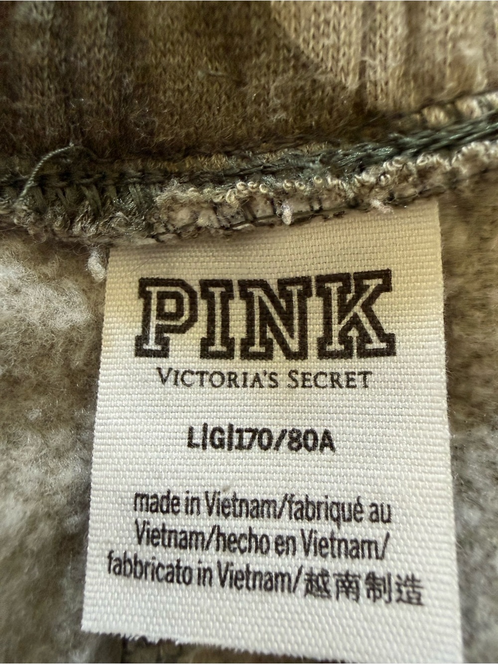 PINK Victoria’s Secret Camo Fleece Jogger Sweatpants Women’s L Logo - Picture 3 of 13